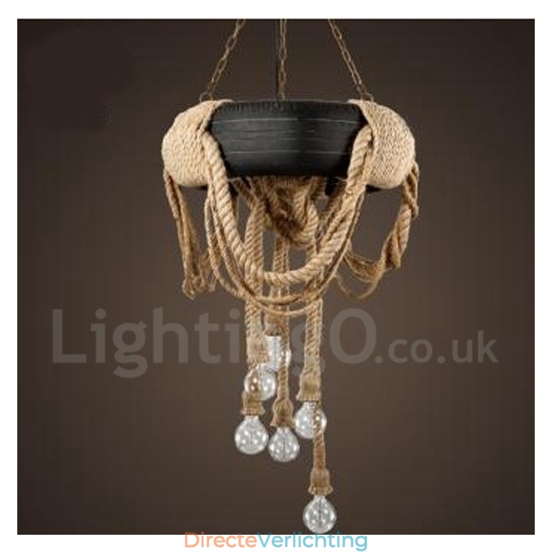 Landelijk Vintage Hanglamp met 6 Lampen