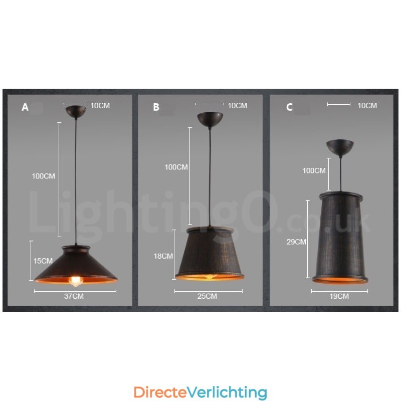 Retro Vintage 1-lichts metalen hanglamp