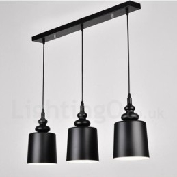 Zwarte moderne eigentijdse hanglamp met 3 lampen