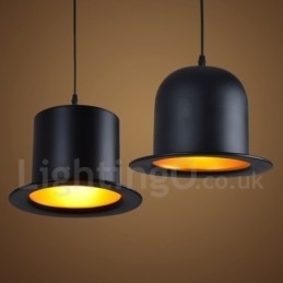 Zwarte metalen hoedvorm 1 licht retro vintage hanglamp