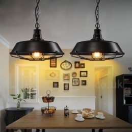 Retro Vintage Zwarte Metalen Hanglamp