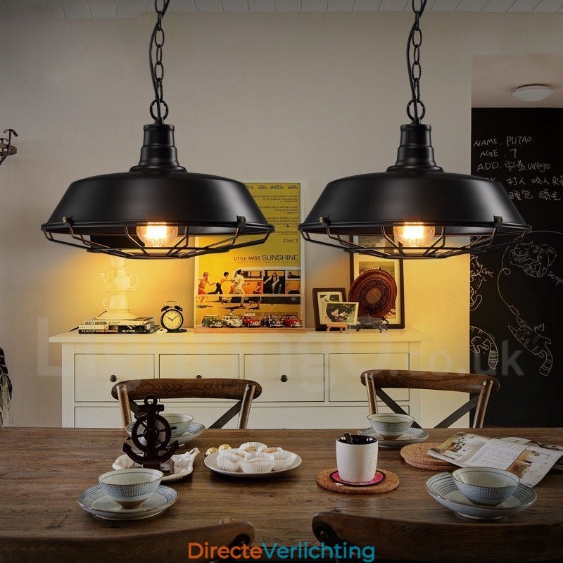 Retro Vintage Zwarte Metalen Hanglamp