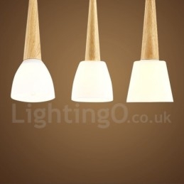 Rustieke Lodge Houten Hanglamp met Glazen Kap