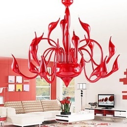 Moderne kroonluchterlamp 18 lampen G4 rood schilderij