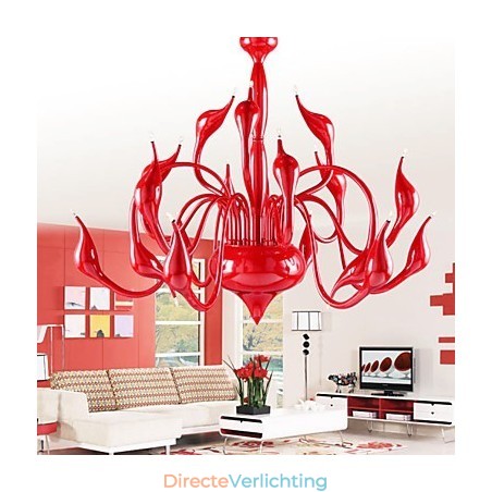 Moderne kroonluchterlamp 18 lampen G4 rood schilderij Moderne kroonluchterlamp 18 lampen G4 rood schilderij