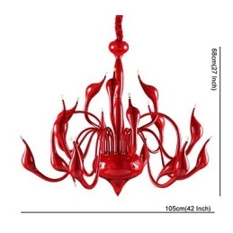 Moderne kroonluchterlamp 18 lampen G4 rood schilderij