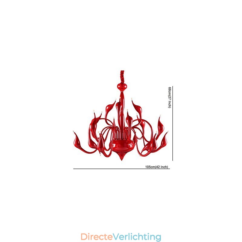 Moderne kroonluchterlamp 18 lampen G4 rood schilderij