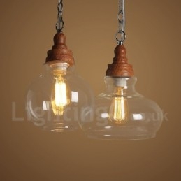Retro Vintage Hanglamp met Glazen Kap Lamp