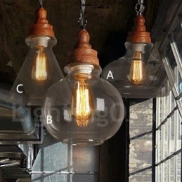 Retro Vintage Hanglamp met Glazen Kap Lamp