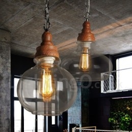 Retro Vintage Hanglamp met Glazen Kap Lamp