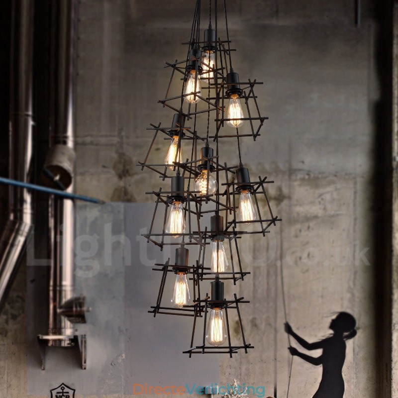 Retro Vintage Metalen Hanglamp (Meerdere Kapjes met één vaste kap) (Selecteer hieronder het Aantal Kapjes)