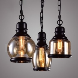 Retro Vintage Hanglamp met Glazen Kap Lamp