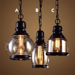 Retro Vintage Hanglamp met Glazen Kap Lamp