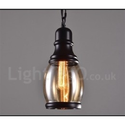 Retro Vintage Hanglamp met Glazen Kap Lamp