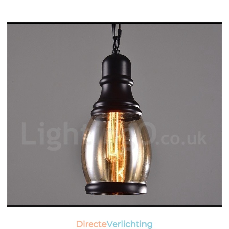 Retro Vintage Hanglamp met Glazen Kap Lamp