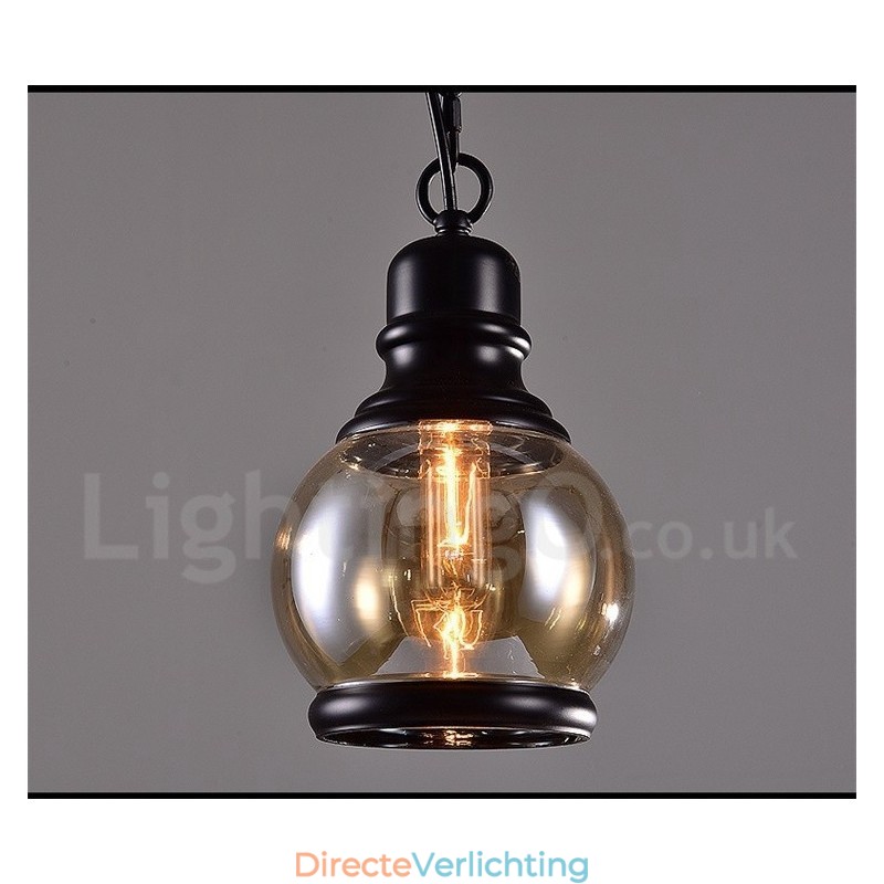 Retro Vintage Hanglamp met Glazen Kap Lamp
