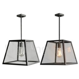 Vintage metalen hanglamp met glazen kap