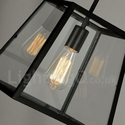 Vintage metalen hanglamp met glazen kap