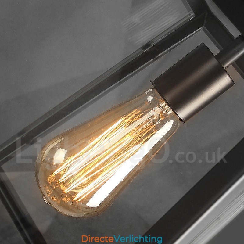 Vintage metalen hanglamp met glazen kap