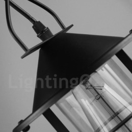 Vintage metalen hanglamp met glazen kap