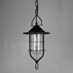 Vintage metalen hanglamp met glazen kap