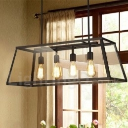 Rustieke Lodge Vintage Metalen Hanglamp met Glazen Kap