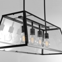 Rustieke Lodge Vintage Metalen Hanglamp met Glazen Kap