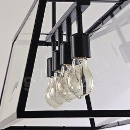 Rustieke Lodge Vintage Metalen Hanglamp met Glazen Kap