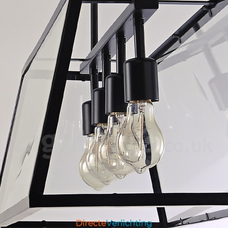 Rustieke Lodge Vintage Metalen Hanglamp met Glazen Kap