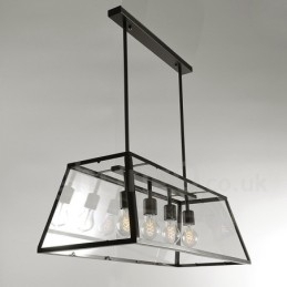 Rustieke Lodge Vintage Metalen Hanglamp met Glazen Kap