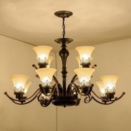 12 Lichts Rustieke Lodge Geïntegreerde Metalen Kroonluchter
