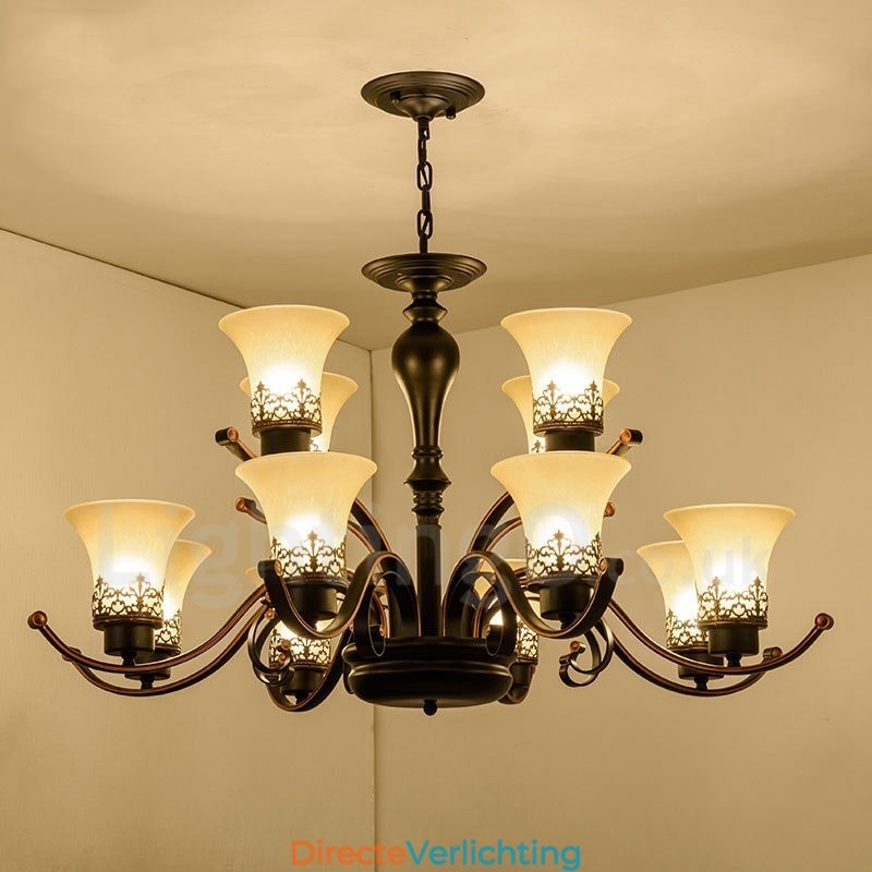 12 Lichts Rustieke Lodge Geïntegreerde Metalen Kroonluchter