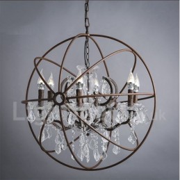 Diameter 60CM 80CM Vintage Kristal Schilderij Metalen Kroonluchter Roestige Kleur Hanglamp