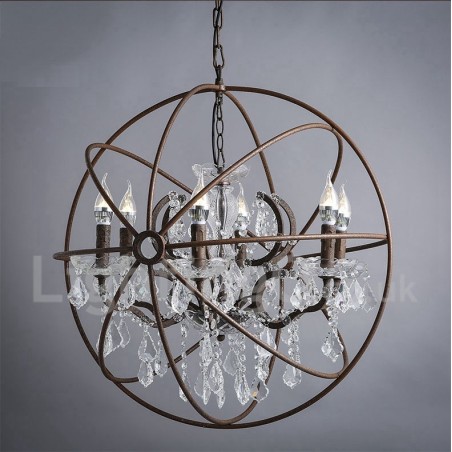 Diameter 60CM 80CM Vintage Kristal Schilderij Metalen Kroonluchter Roestige Kleur Hanglamp Diameter 60CM 80CM Vintage Kristal Schilderij Metalen Kroonluchter Roestige Kleur Hanglamp