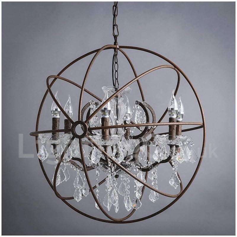 Diameter 60CM 80CM Vintage Kristal Schilderij Metalen Kroonluchter Roestige Kleur Hanglamp