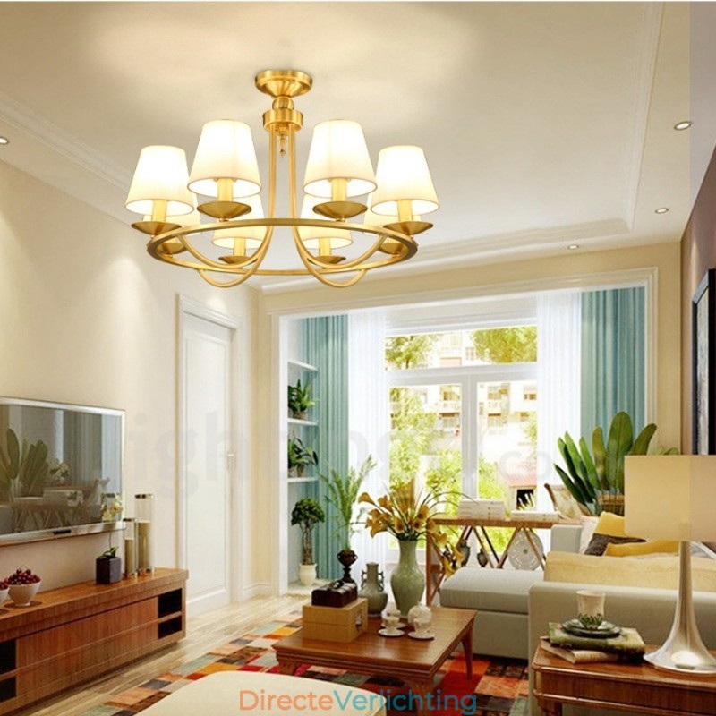 Messing 8-lichts rustieke lodge geïntegreerde metalen koperen kroonluchter