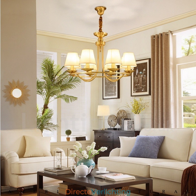 Messing 8-lichts rustieke lodge geïntegreerde metalen koperen kroonluchter