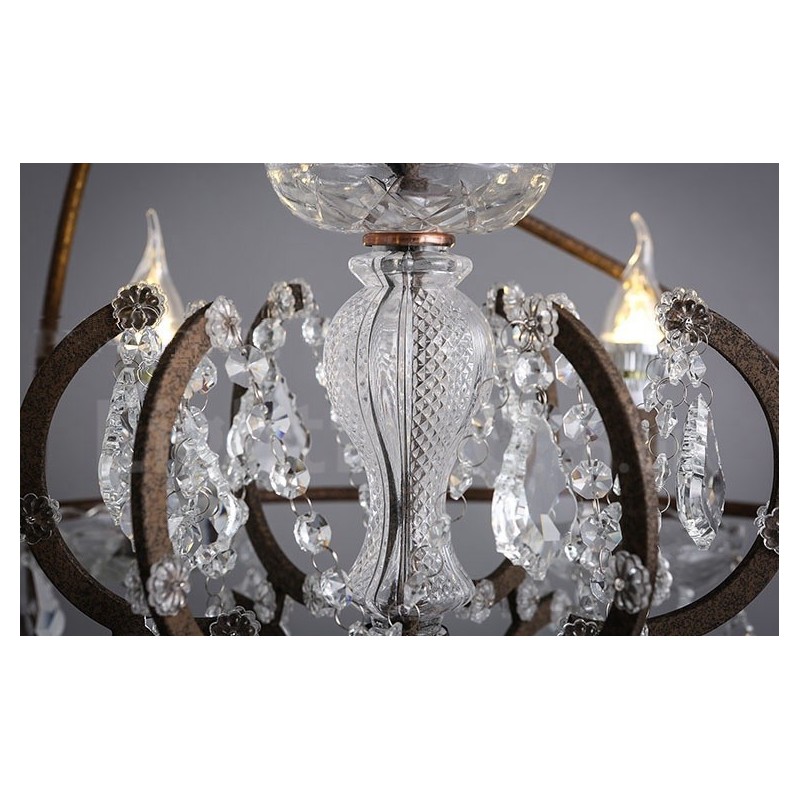 Diameter 60CM 80CM Vintage Kristal Schilderij Metalen Kroonluchter Roestige Kleur Hanglamp