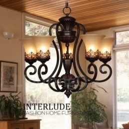 5-lichts rustieke lodge geïntegreerde metalen kroonluchter
