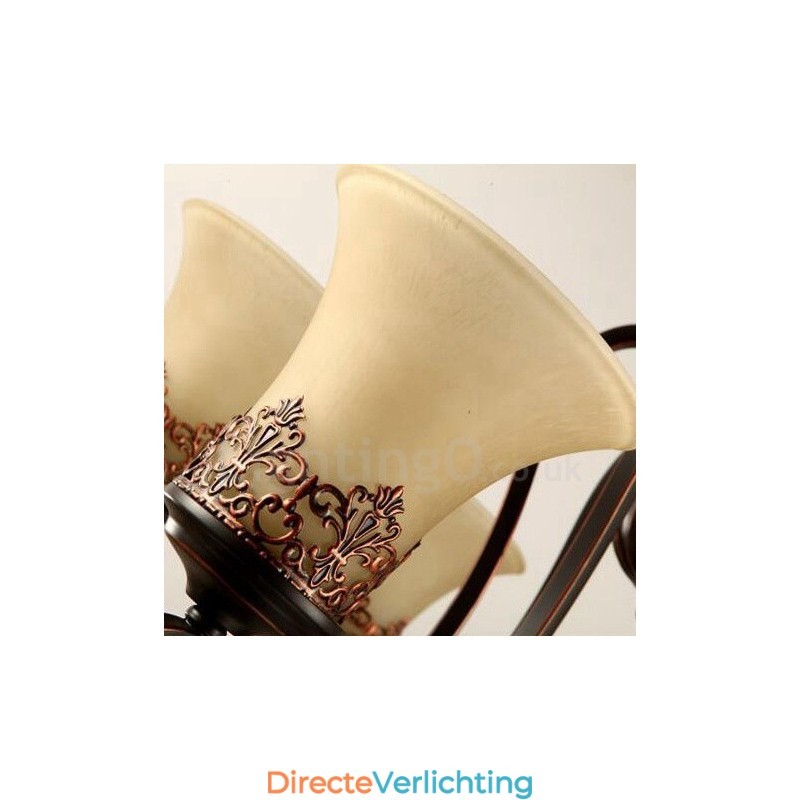 6-lichts rustieke lodge geïntegreerde metalen kroonluchter