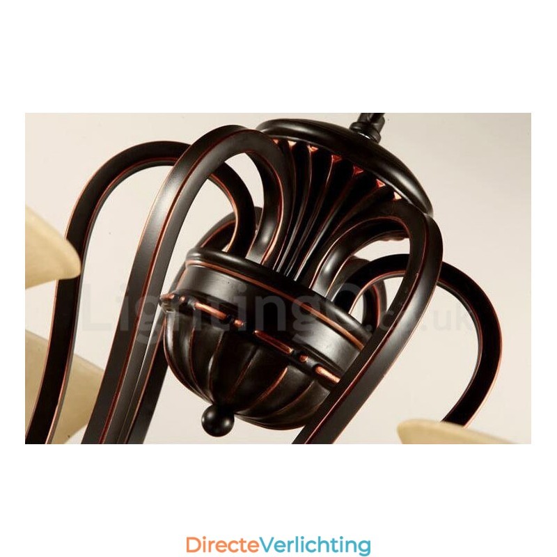 6-lichts rustieke lodge geïntegreerde metalen kroonluchter