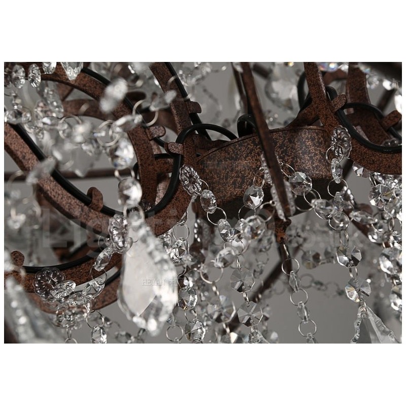 Diameter 60CM 80CM Vintage Kristal Schilderij Metalen Kroonluchter Roestige Kleur Hanglamp