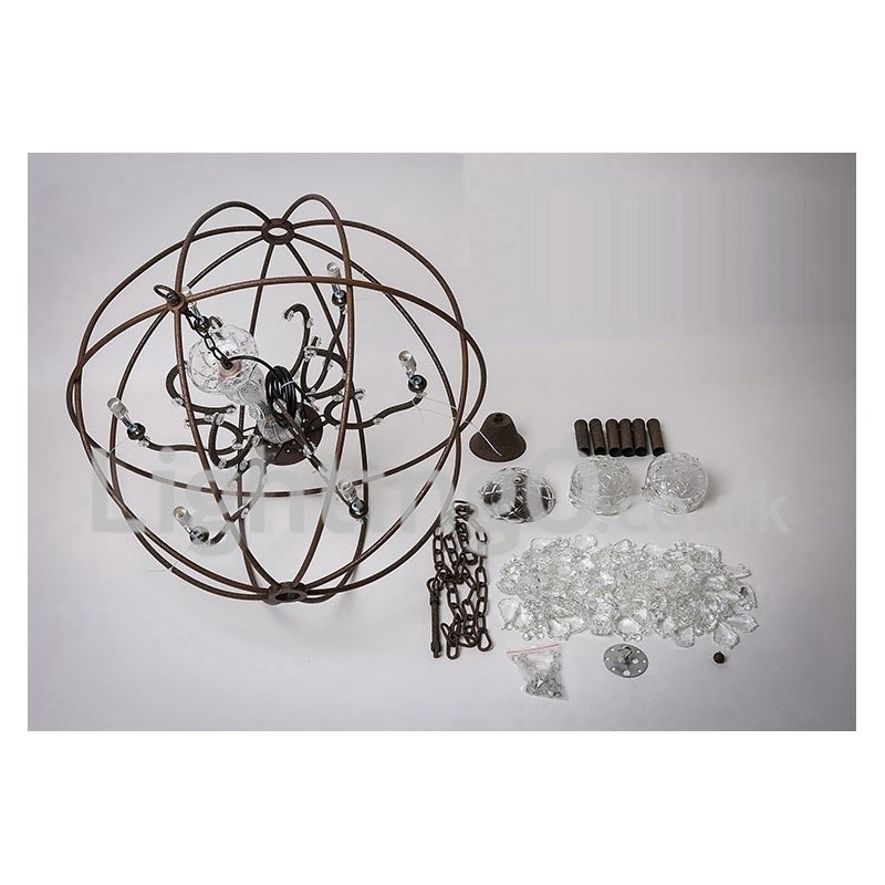 Diameter 60CM 80CM Vintage Kristal Schilderij Metalen Kroonluchter Roestige Kleur Hanglamp