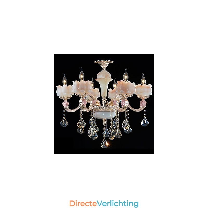 Hanglampen van zinklegering en kristal in Europese stijl en natuurlijke jade