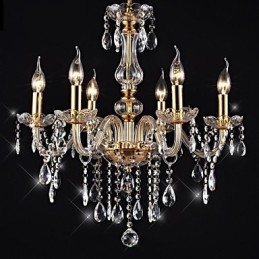Kroonluchter 6 lampen gouden vintage in kristal kenmerk