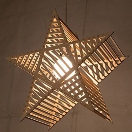 Vintage vijfpuntige sterhouten kroonluchter