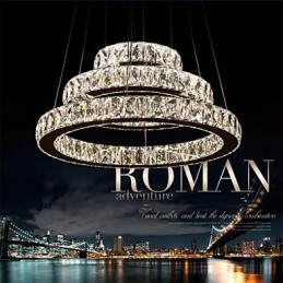 Hanglamp Moderne Verlichting Warm Wit Drie Ringen D204060 Transparante K9 Grote Kristallen Plafondlampen