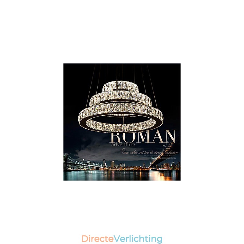 Hanglamp Moderne Verlichting Warm Wit Drie Ringen D204060 Transparante K9 Grote Kristallen Plafondlampen