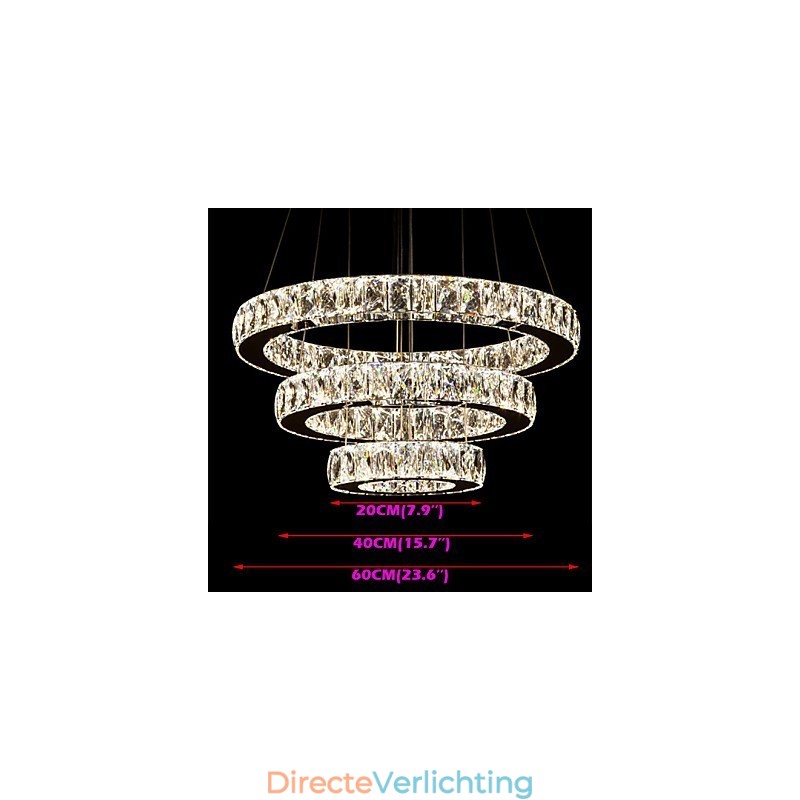 Hanglamp Moderne Verlichting Warm Wit Drie Ringen D204060 Transparante K9 Grote Kristallen Plafondlampen