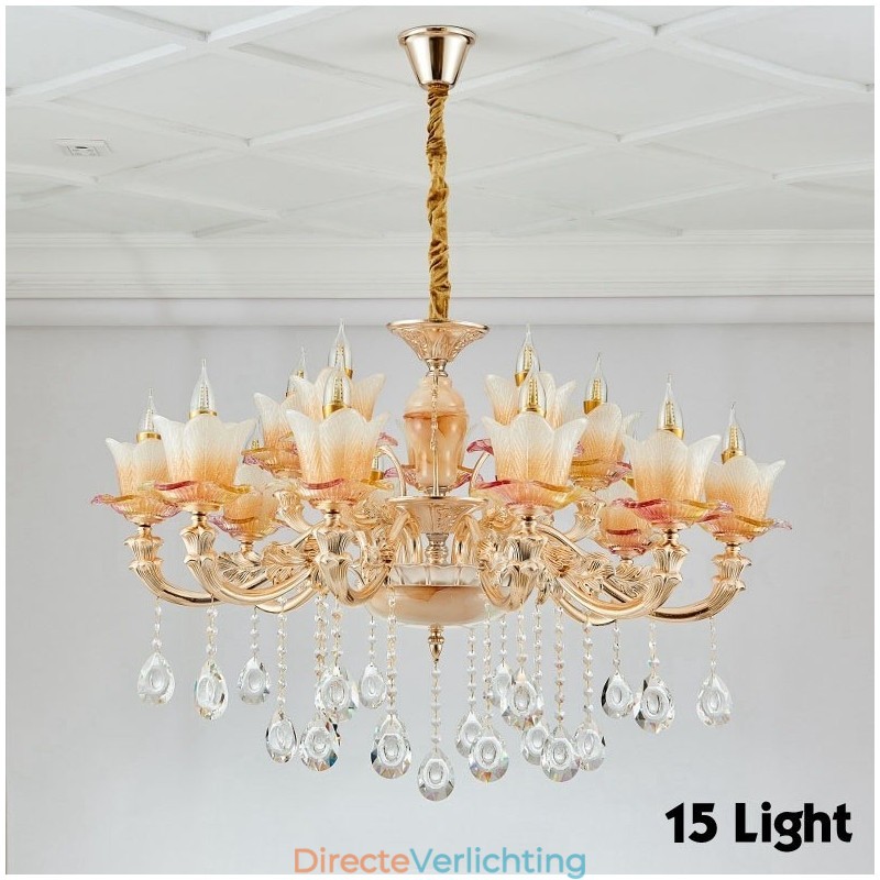 15 Lichts Traditionele Klassieke Geïntegreerde Metalen Kroonluchter